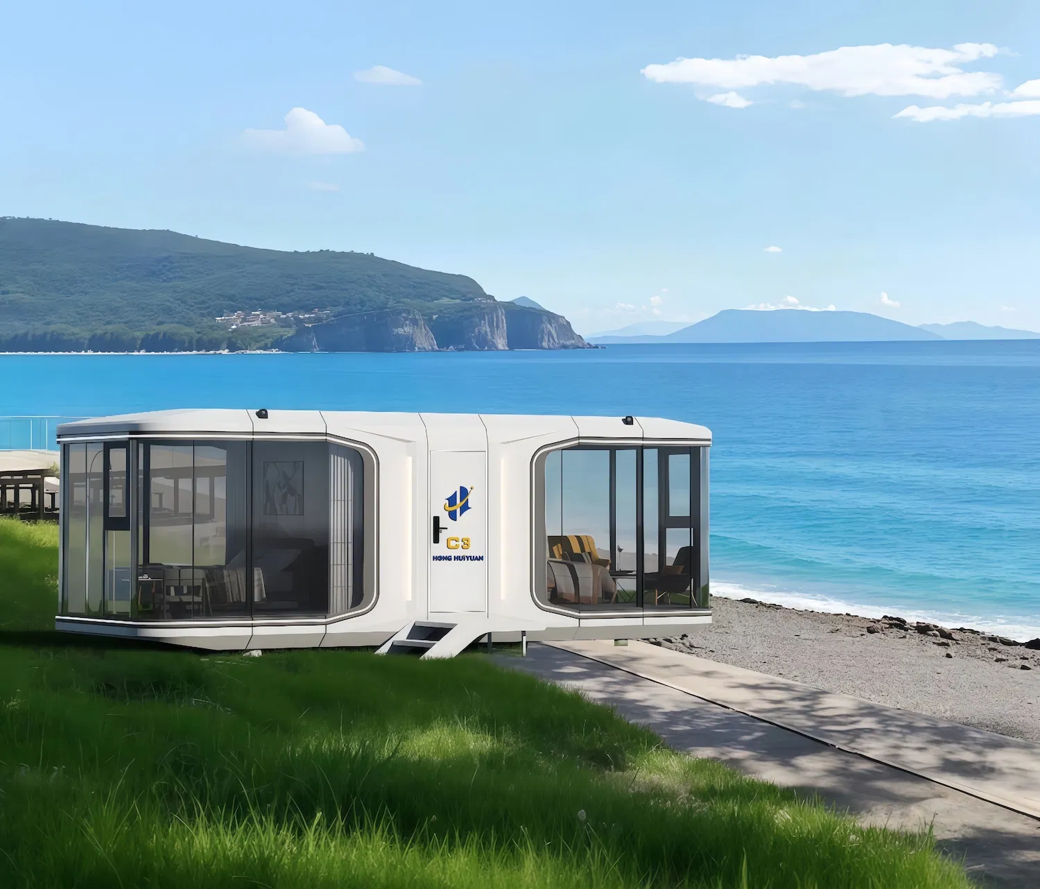 2 Bedrooms Prefab Homes Honghuiyuan OEM Capsule House Home Stay Hotel Hotel Holiday