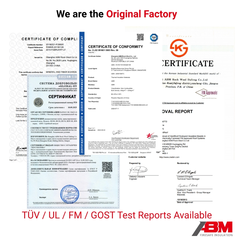 ABM® Marine/Offshore 60kg/m³ Low Density Rock Wool Steel Deck/Bulkhead Compatible A60 Fireproof ABS/CCS/Kr Certificated Acoustic Lana De Roca Rock Wool Board