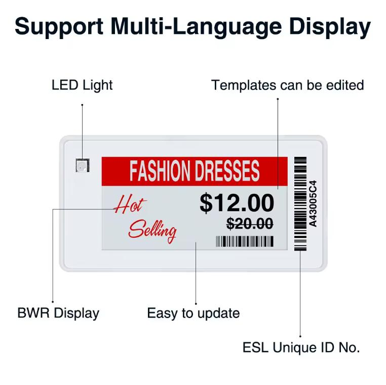 Electronic Shelf Label ESL Price Tag 7.5inch Smart Digital Price Tag Supermarket