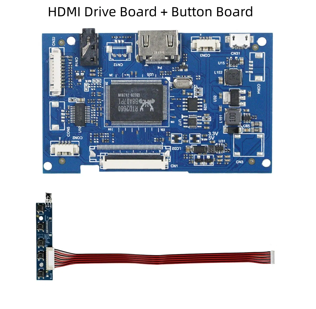 HDMI to Lvds Driver Board 5V/12V Power Supply Compatible with 7 Inch 8 Inch and 10.1 Inch LCD TFT Display Mainboard One-Stop TFT Displays and Drive Boards