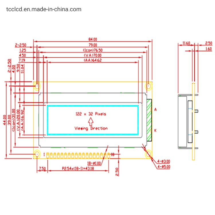 Желто-зеленый графический ЖК-дисплей TM12232L 122x32