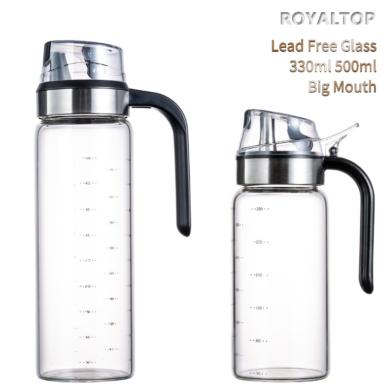 Olive Oil Dispenser Bottle Auto Flip Bottles for Kitchen 12oz 18oz with Leakproof Cap Easy Clean and Vinegar Dispenser Set