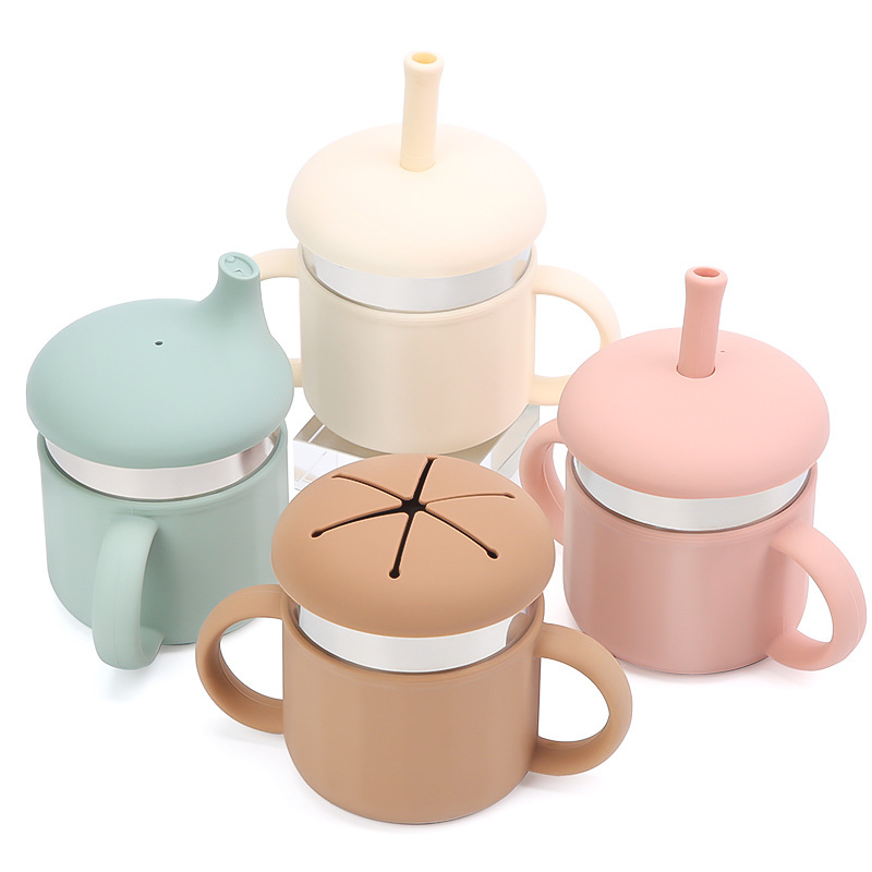 Food Silicone Baby Kids Toddler Children Drinking Water Training Sippy Cup