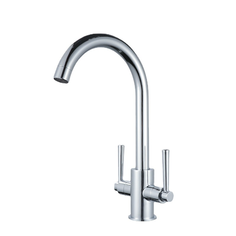 Customized Electroplating Surface Kitchen Sink Faucet Hot and Cold Water Mixing Double Handle Control Tap Faucet