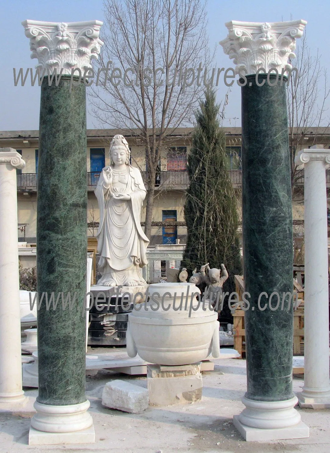 Custom Hollow Marble Pillar Interior Decorative Stone Round Column for Home Decoration (QCM034)