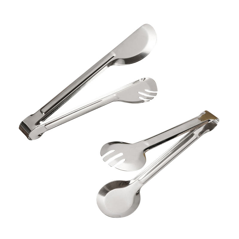 Hot Sale Stainless Steel Silver Round Food Tongs Buffet Steak BBQ Clip