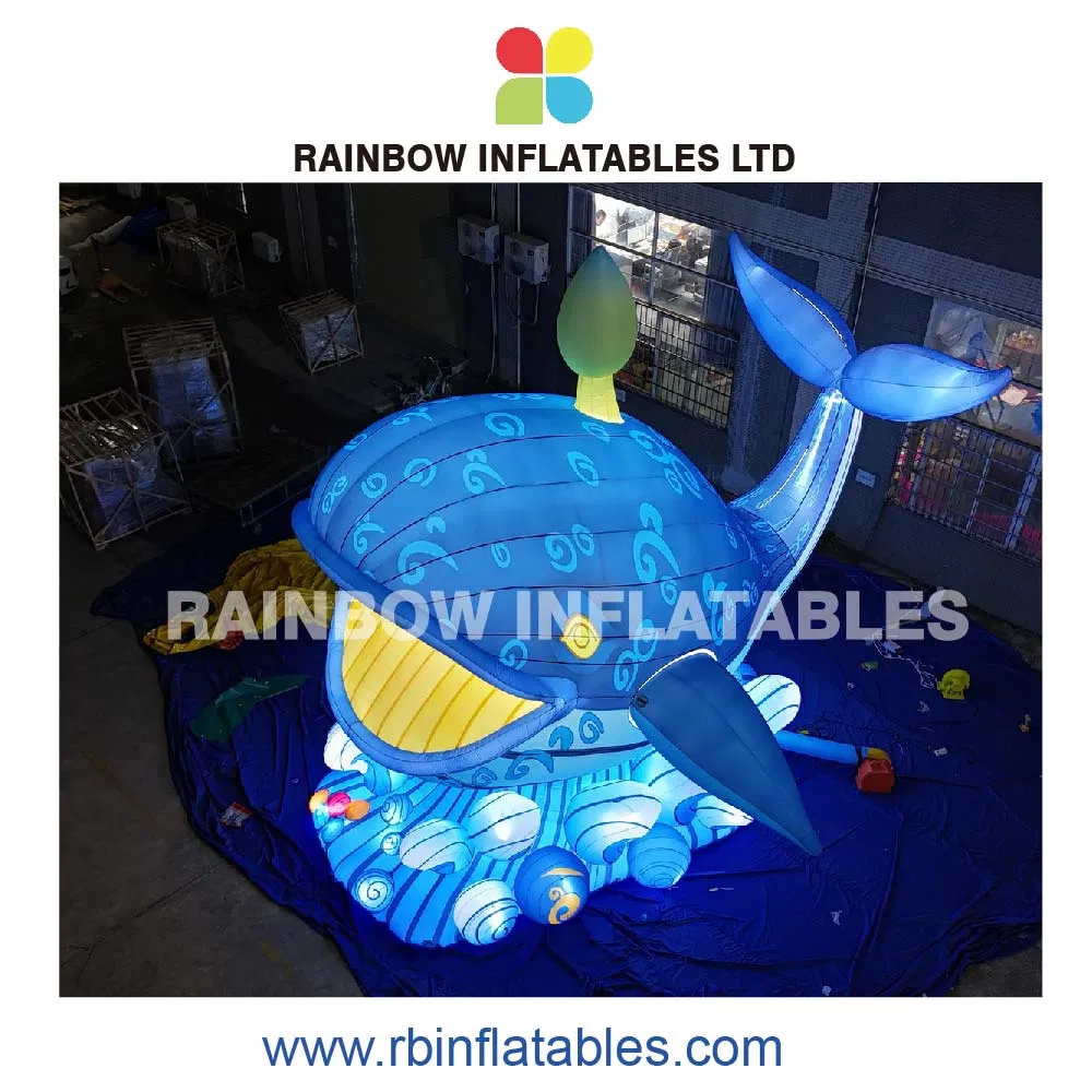 LED Giant Blue Whale Inflatable Ocean Themed Decoraction for Memorable Events
