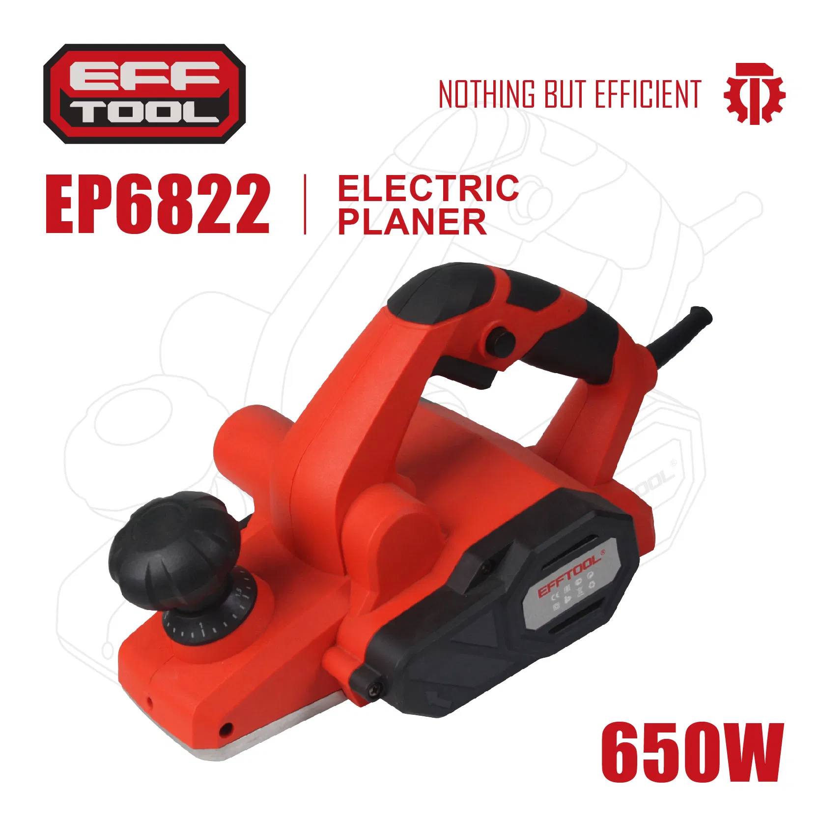 Электрорубанок Efftool EP6822, 650Вт