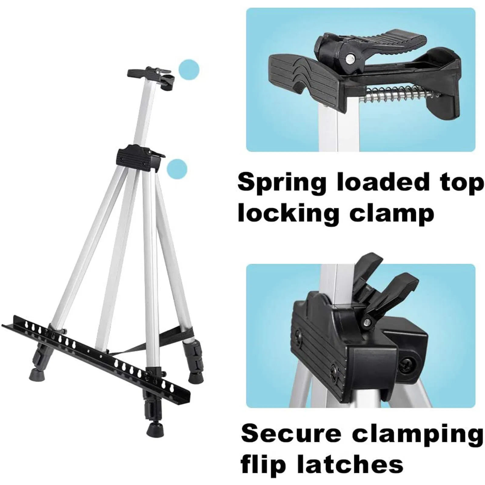 Display Rack 4 Section Aluminum Alloy Pop Stand Portable Telescopic Tripod Advertising
