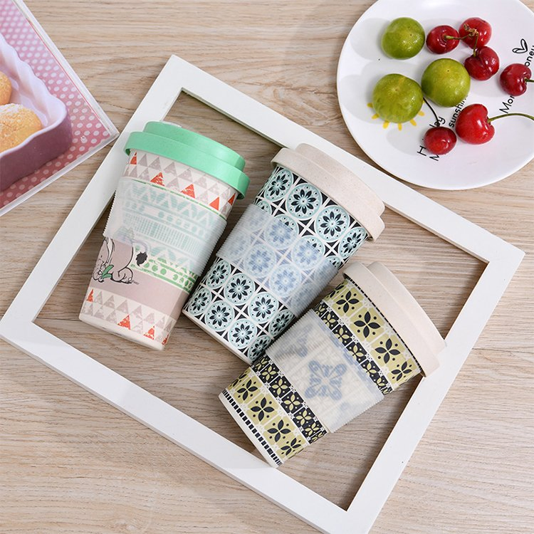 350ml Eco-Friendly Reusable Bamboo Wooden Plant Fiber Coffee Mugs Cups Biodegradable Cups for Camping