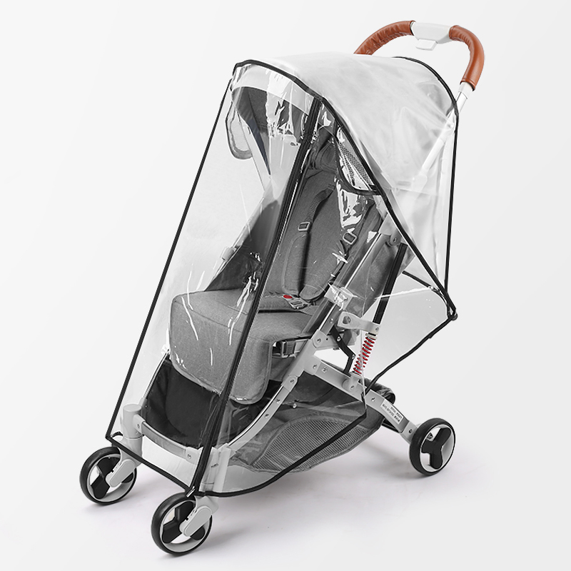 Wholesale Bulk Water Proof Shield Transparent Food Grade EVA Material 0.2mm Travel Universal Baby Carriage/Stroller Rain Cover with Touch Fastener Straps