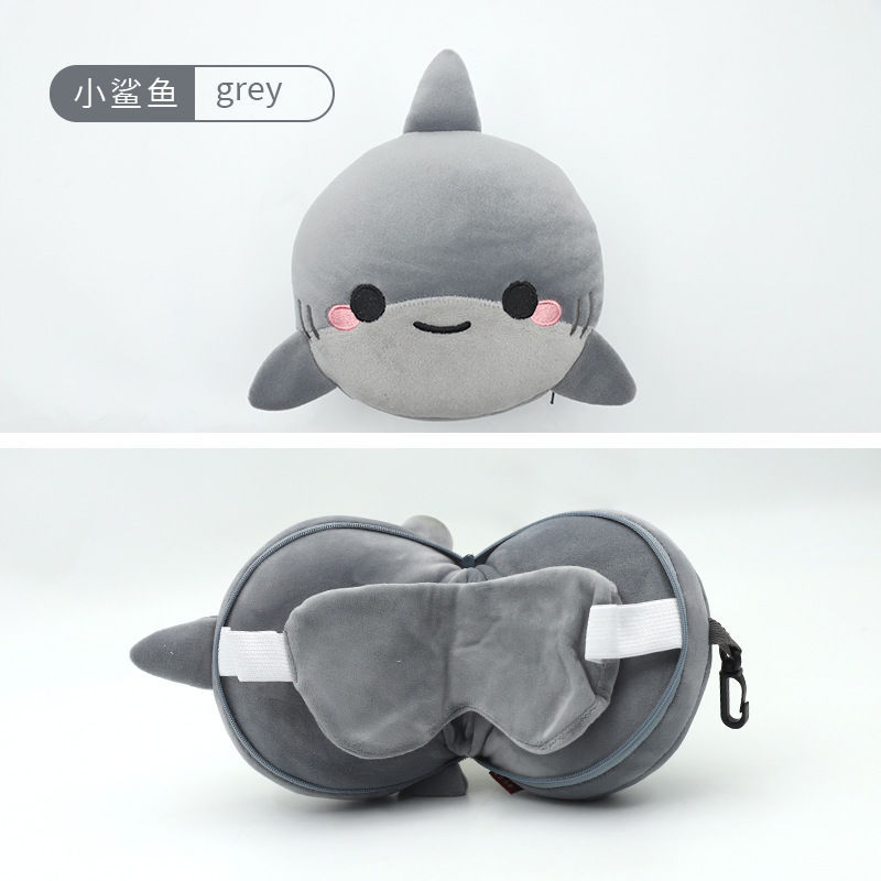 Portable 2 in 1 Neck Pillow Sleeping Mask Flight Sleep Rest Travel Eye Cover
