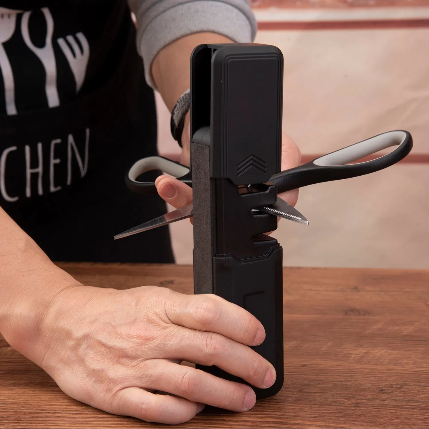 Retractable Knife Sharpener 3 Stage Coarse Fine Scissor Non-Slip Ergonomic Compact Travel-Tool