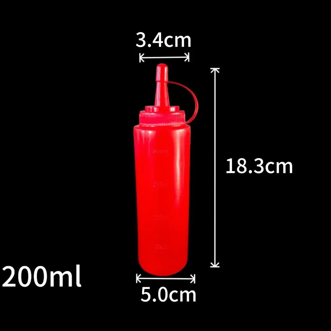 Plastic Sauce Bottle PE Squeeze Bottle Soft Empty Bottle Restaurant Kitchen Serving Multi Color Muliti Size Bottle