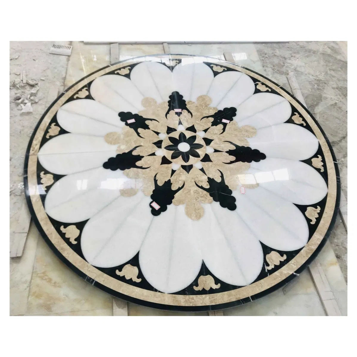 Beige & Yellow Pattern Marble Medallion