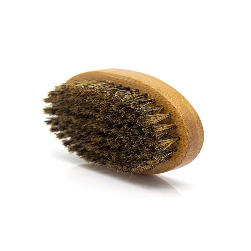 Hot-Selling Natural Eco-Friendly Wooden Boar Bristle Men's Facial Cleansing Beard Brush