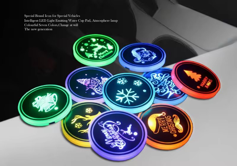 Hot Selling LED Cup Holder Lights Car Round Coasters 7 Colors Cup Pad USB Charging LED Coaster for Wedding Bar