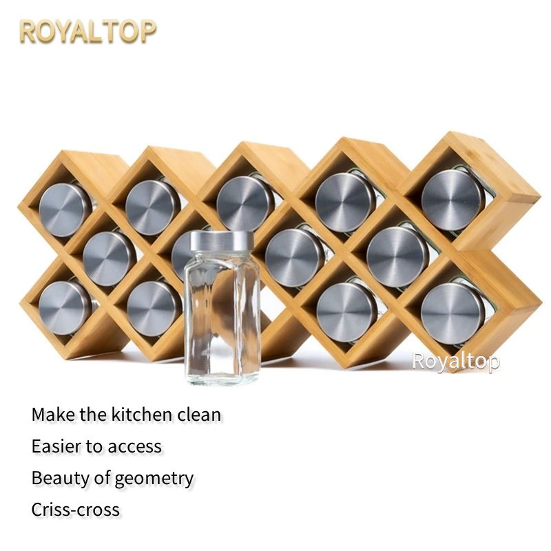 Бамбуковая полка для специй с банками