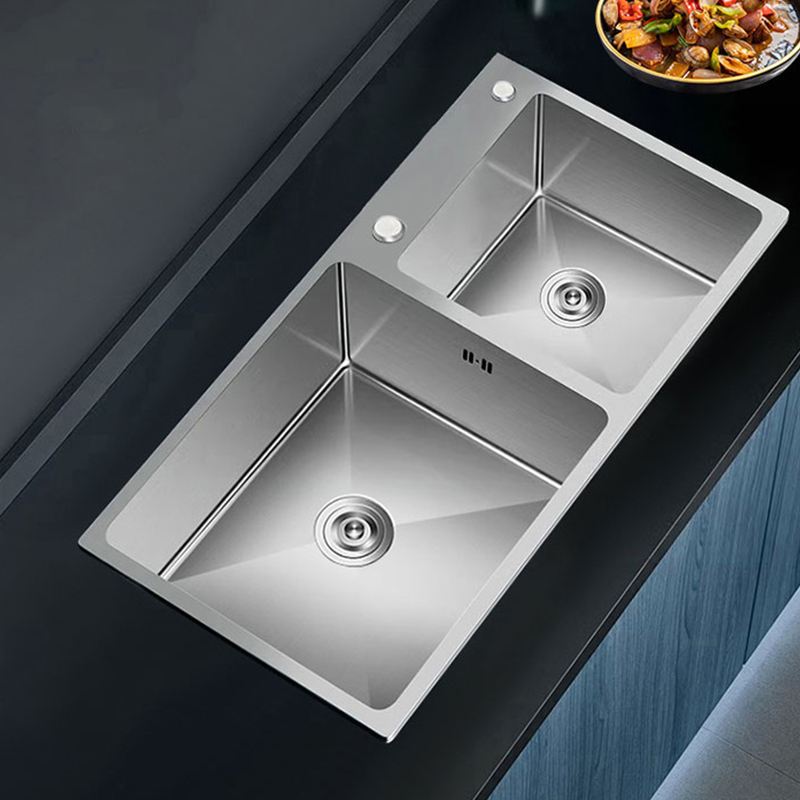 Single Bowl Stainless Steel Pressed Kitchen Sink with Drainboard Above Counter Installation