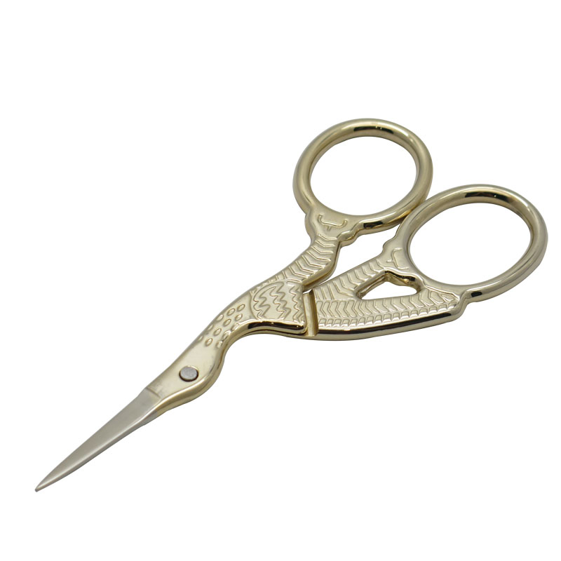 3.0*3.5inch Golden Crane Shape Stainless Steel Eyebrow & Nose Hair Manicure Cuticle Scissors