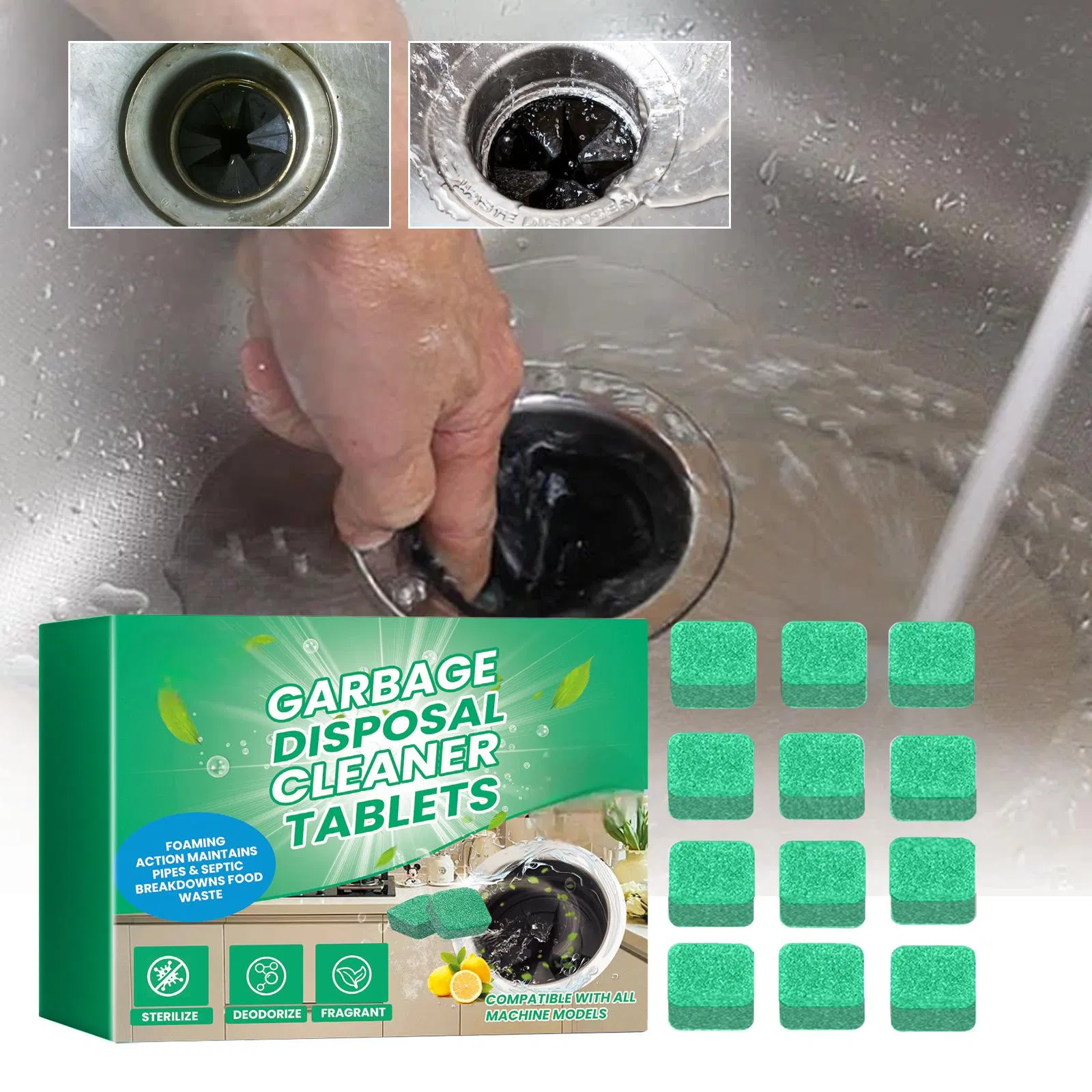 Dishwasher Cleaner & Deodorizer Tablets – Deep Cleaning Pods for Machine, Pipes, and Channels, Natural Limescale & Odor Remover