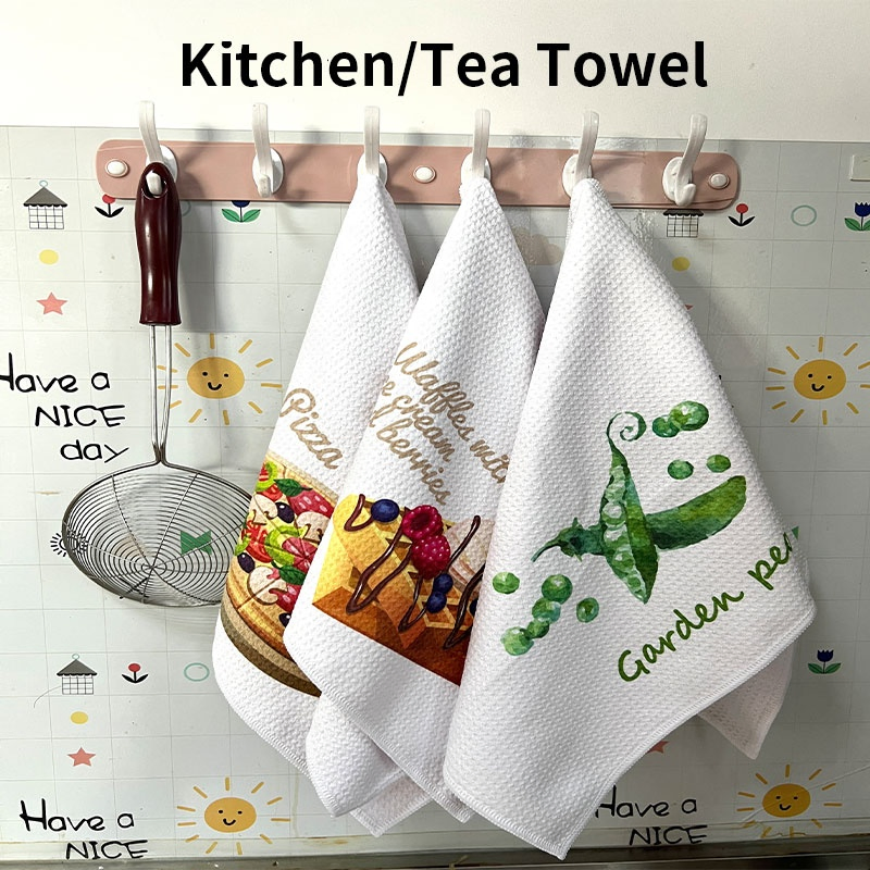 Premium Design 24 X 16 Inch Waffle Weave Microfiber Kitchen Dish Towels Absorbent Tea Towels