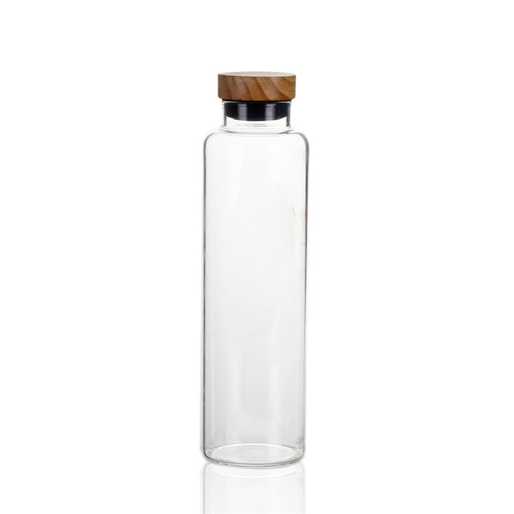 Factory Direct Supply of High-Quality Heat-Resistant Borosilicate Glass Bottles with Wooden Lids, More Styles 300ml 400ml