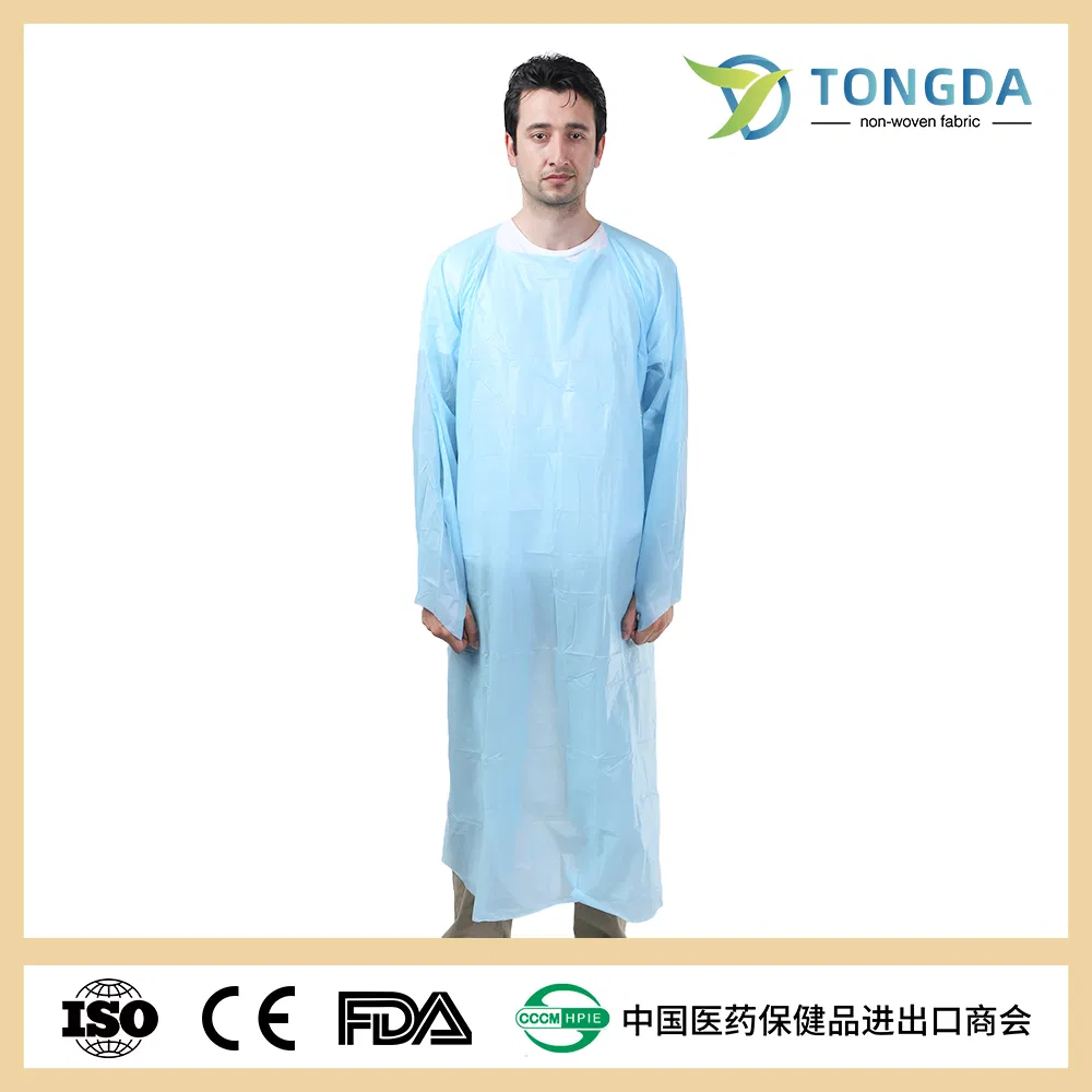 Disposable Sleeve CPE Gown Open Back with Thumb Loops