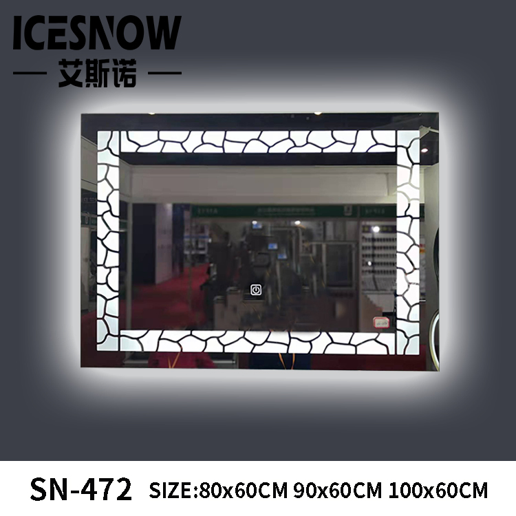 New Design Model LED Smart Touch Switch Stainless Steel Frame Bathroom Mirror