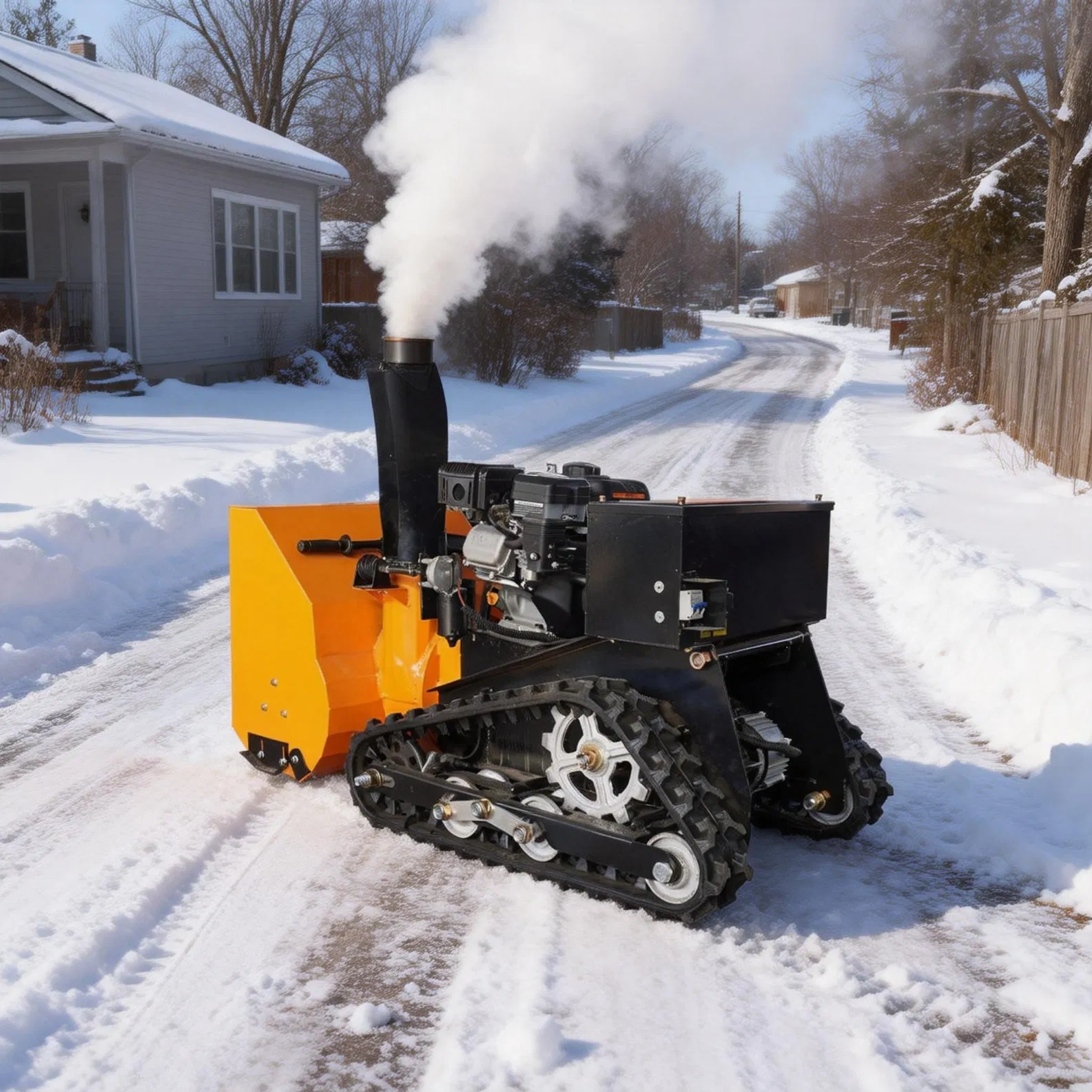 Track-Driven Snow Blower with Adjustable Settings