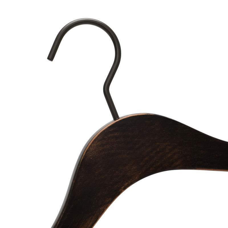 Customized Apparel Shop Wooden Personalized Coat Clothing Hanger Manufacturer Solid Wood Luxury Suit Hanger with Non Slip Rod