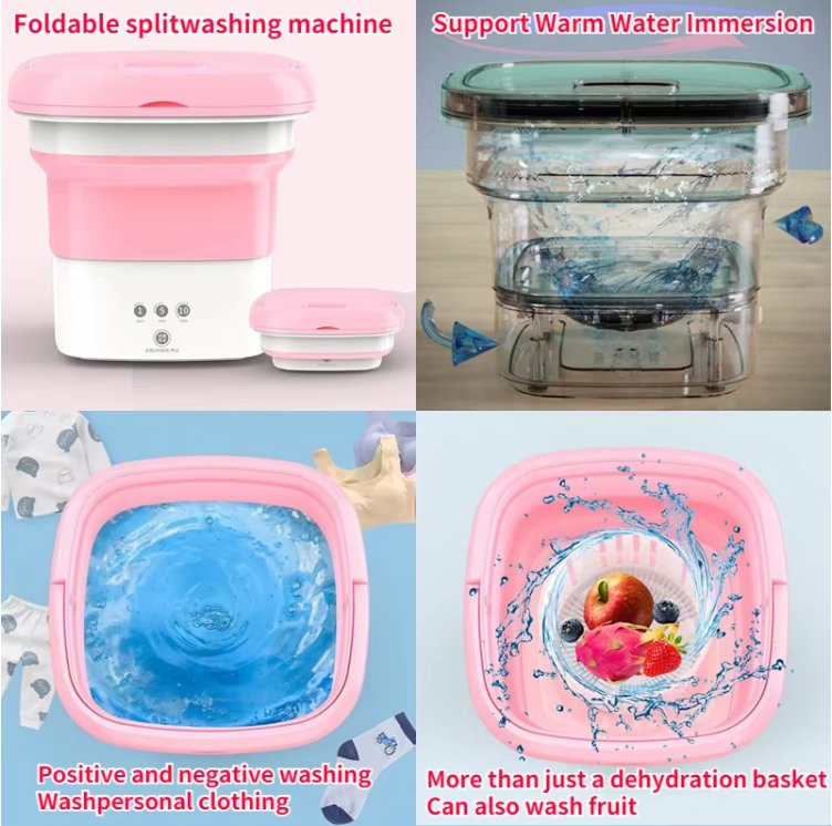 Ds-1005 Portable Washing Machine 4.5L Mini Foldable Small Machine for Apartment, Laundry, Camping, RV, Travel, Underwear, Socks, Baby Clothes Lightweight Easy