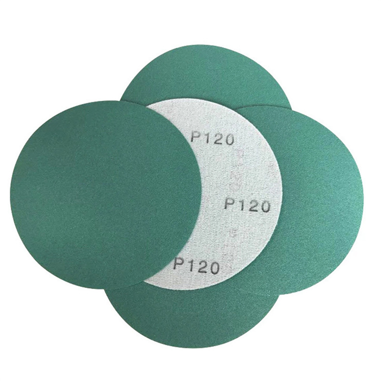 125 5 Inch Green Pet Film Backing Abrasive Paper Grinding Sandpaper Disc Sanding Paper Disc Hook and Loop Sanding Disc for Automotive Car Sanding
