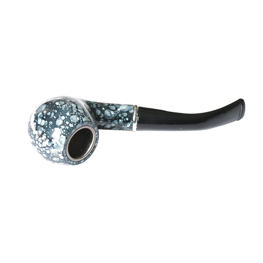 Short Blue and White Porcelain Pipe 150mm Curved Smoking Pipe