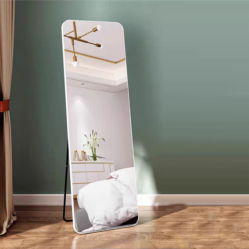 Nordic Home Decorative Rectangle Aluminum Alloy Frame Wall Mirror Standing Dressing Full Body Mirror