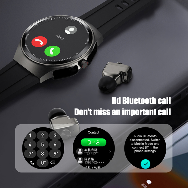 Умные часы с наушниками TWS, 2 в 1, Amoled экран