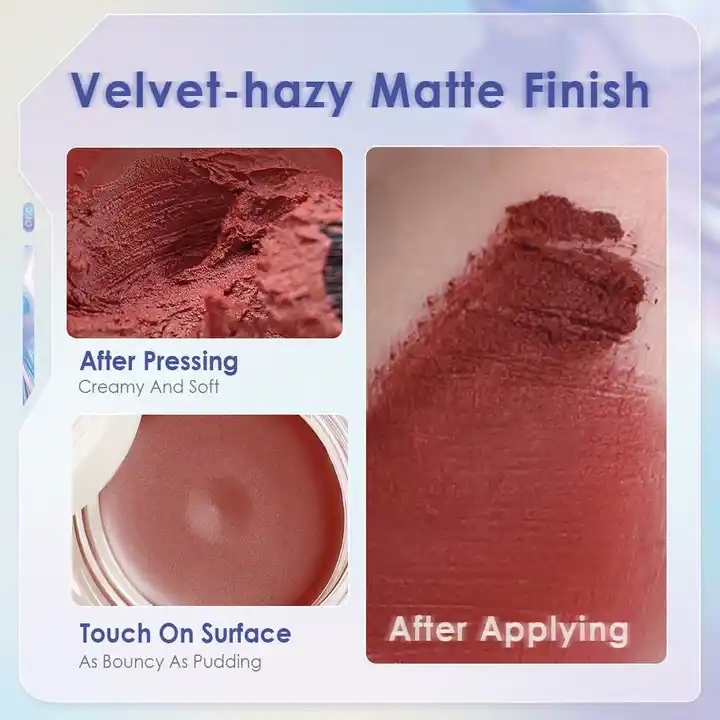 Dual-Use for Cheek and Lip Non-Stick Cup Matte Lips Mud Colorfast Waterproof Velvet Muddy Lip Cream