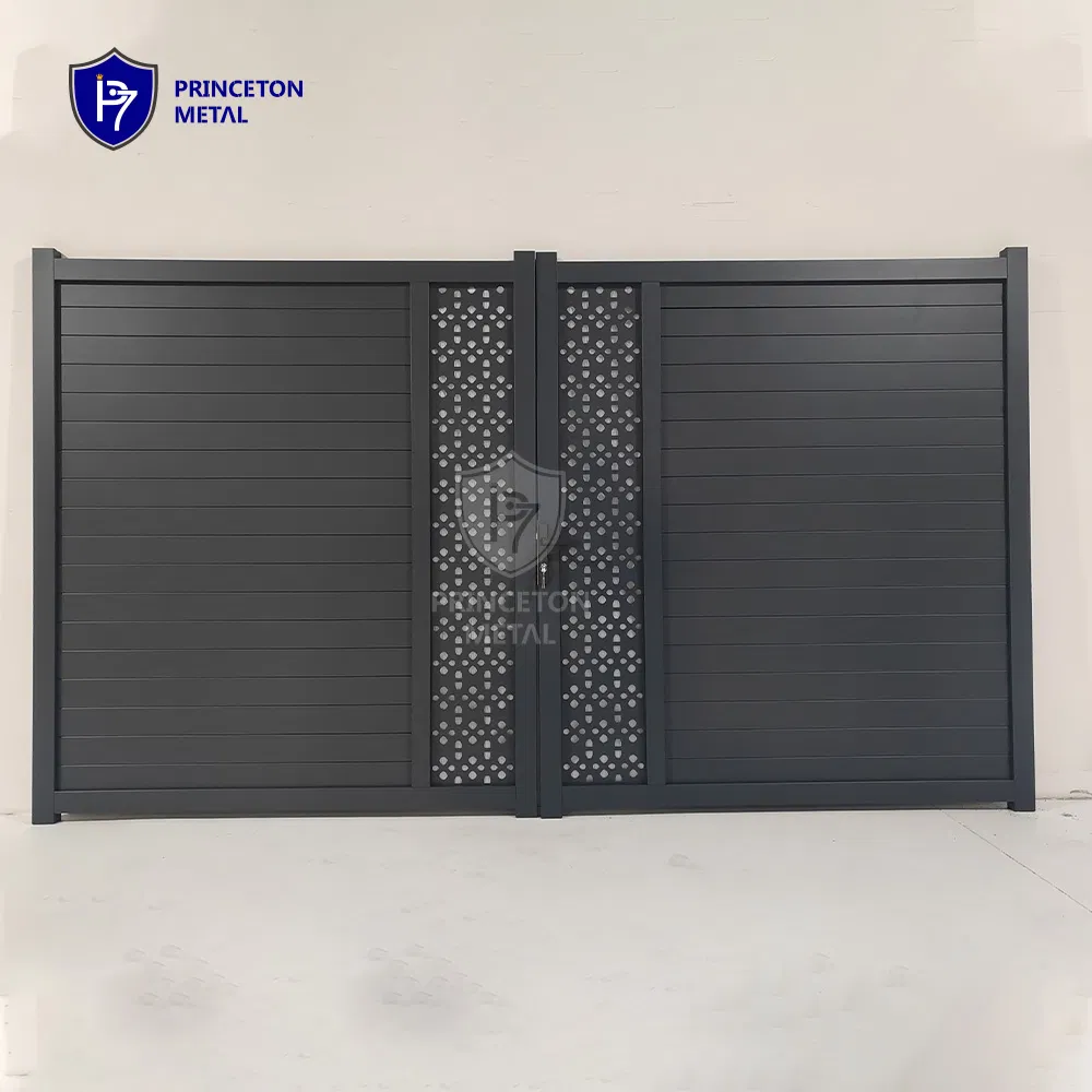 Modern Design Laser Cutting Aluminum Double Swing Gate Home Entrance Security Metal Residential Gate with Lock