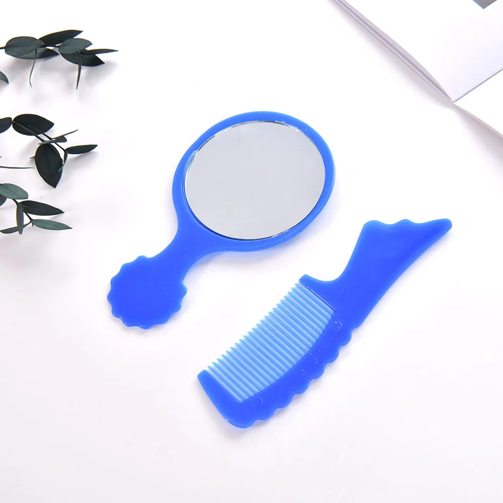 Single Side Travelling Hair Comb with Makeup Glass Hand Mirror