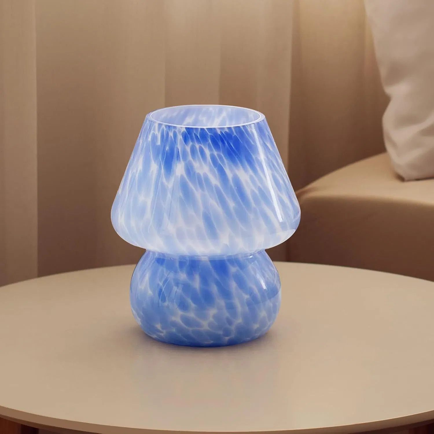 Small Retro Mushroom Lamp Bedroom Black Desk Lamp Semi Transparent Glass Stepless Dimming Aesthetic Murano Home Decoration Life