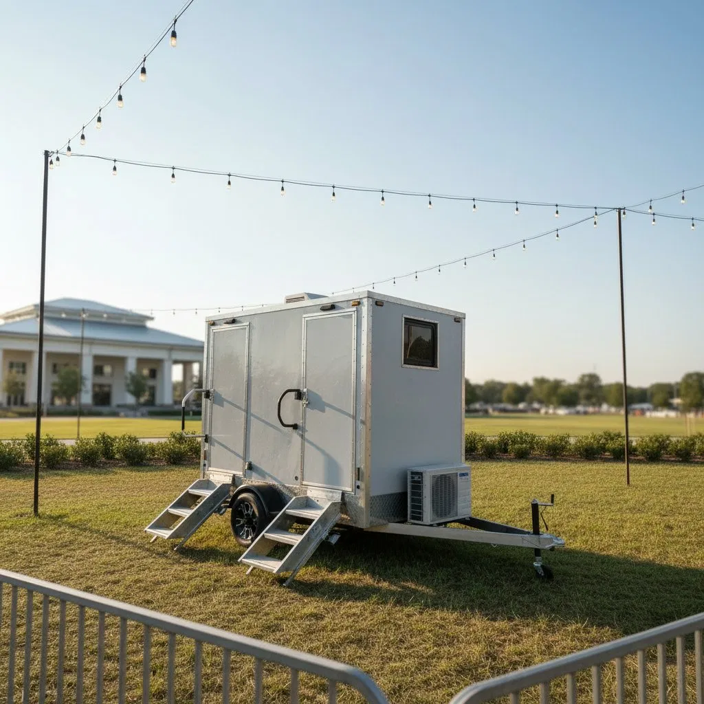 Factory Price Outdoor Trailer Toilet and Shower 2/4/8 Stall Restroom Public Wc Luxury Washroom Bathroom Movable Portable Mobile Toilet Trailer Portable Bathroom