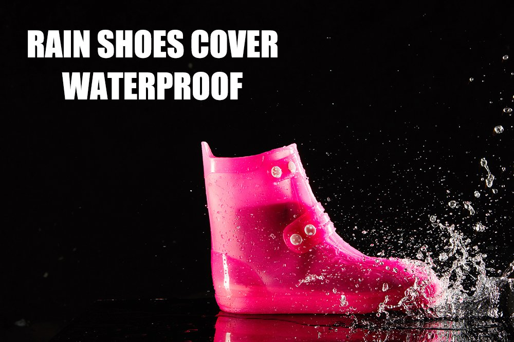 26cm Anti Slip Waterproof Unisex Reusable Pink Stylish PVC Rain Shoes Cover