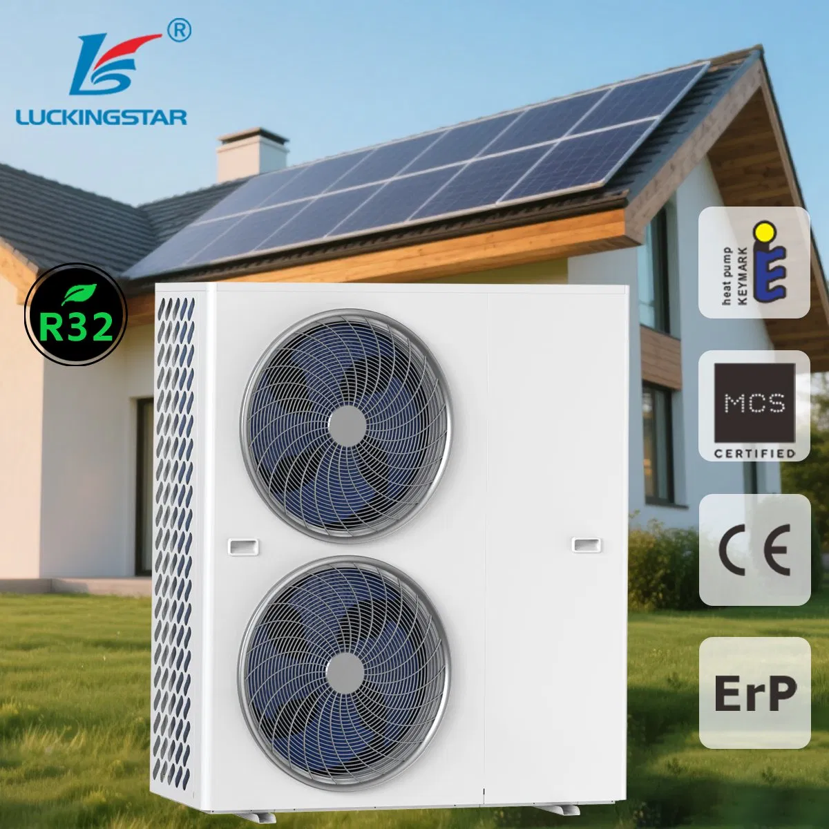 Hybrid Solar PV Panels Provide Energy APP Smart Control R32 Heat Pump for Central Heating & Cooling / Dhw/ Floor Heating