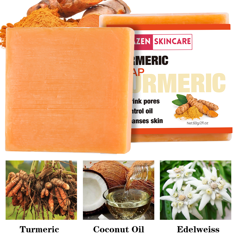 Private Label Skin Care Products Organic Natural Whitening Turmeric Soap OEM Anti Acne Handmade Bath Kojic Acid Bar Soap