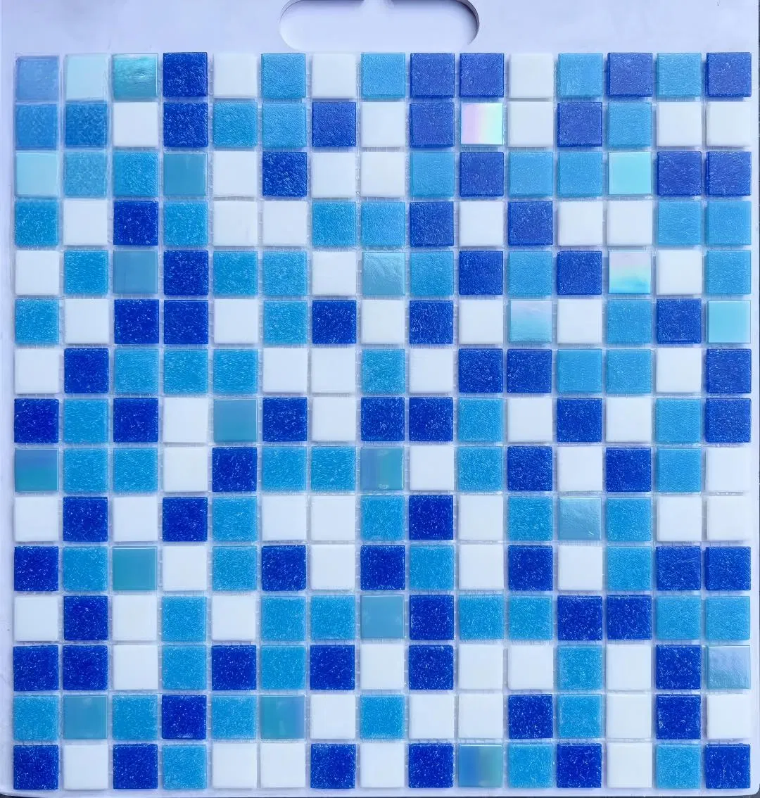 Modern Blue Square Glass Mosaic for Swimming Pool Tiles Bathroom Tiles Glossy Surface
