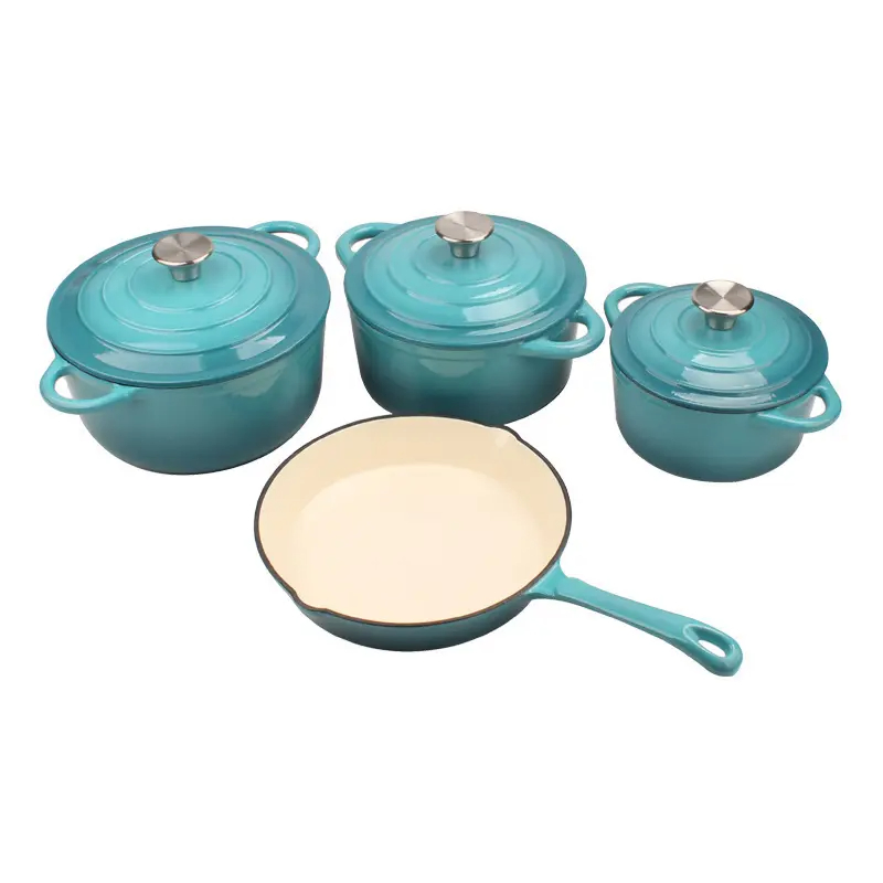 Heavy Duty Enameled Cast Iron Round Dutch Oven with Lid Pots and Pans Nonstick Cookware Set Cast Iron Pots