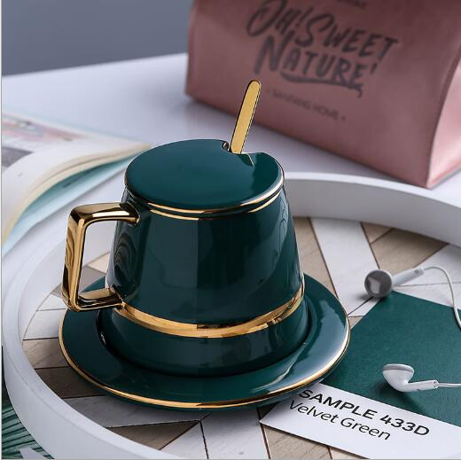 Керамическая кружка с ложкой в стиле ретро, 450 мл