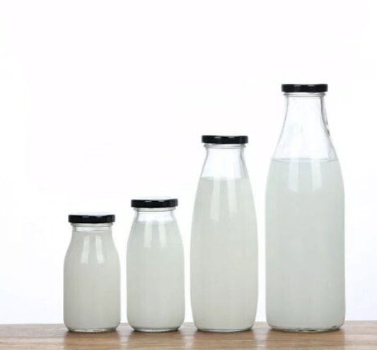 16 Oz 32 Oz Empty Milk Fruit Juice Glass Bottles with Metal Lids