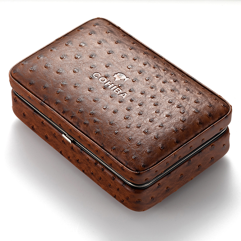 Wholesale High Quality Cedar Wood Waterproof Cigar Case Portable Humidor Packaging Box with Customized Logo Cigar Box Leather Travel Leather Cohiba Cigar Box