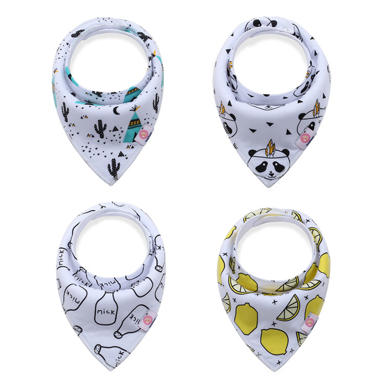 New Cute Cartoon Design Waterproof Drool Baby Toddler Bandana Cotton Bib